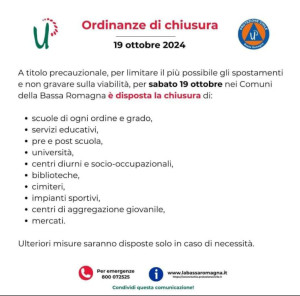 Sabato 19 ottobre SCUOLA CHIUSA 