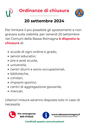 Scuole chiuse - Venerdì 20 Settembre 2024